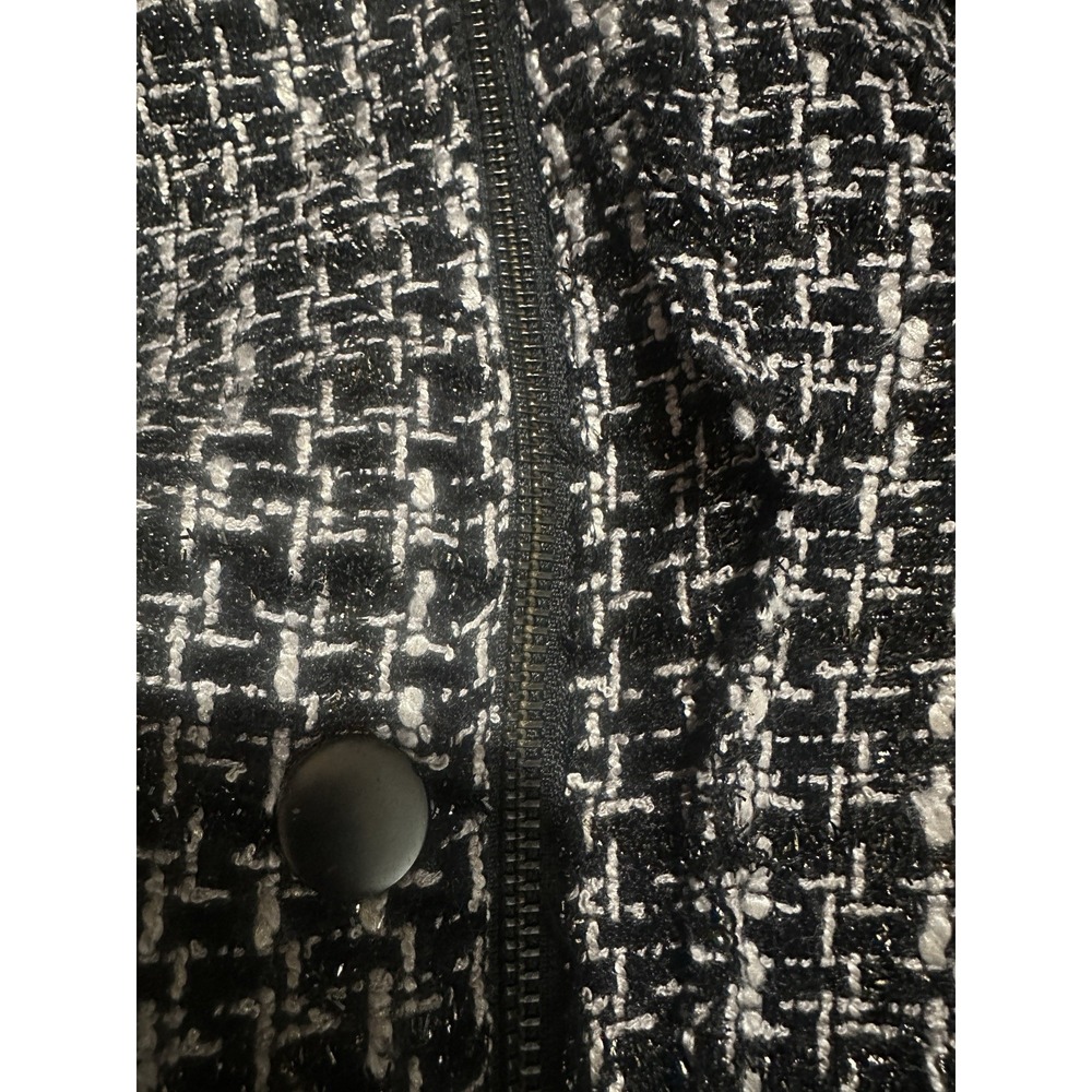 Revolve x House of Harlow Tweed Moto Zip Cropped Jacket XL Blk Wht Biker Chic - Picture 13 of 16